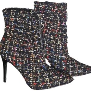 Cape Robbin Chic Multicolor Tweed Heeled Boots 7.5